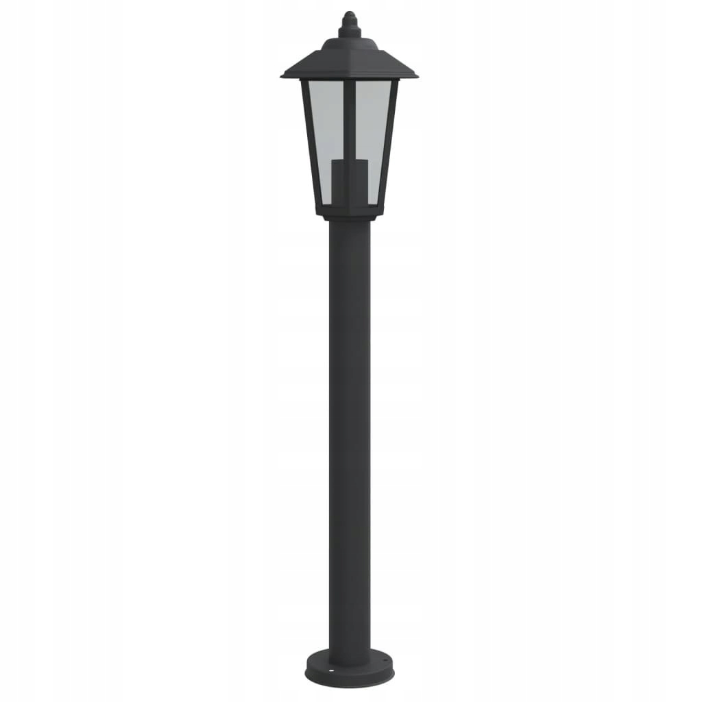 Lampa ogrodowa na słupku, czarna, 80 cm, stal nierdzewna