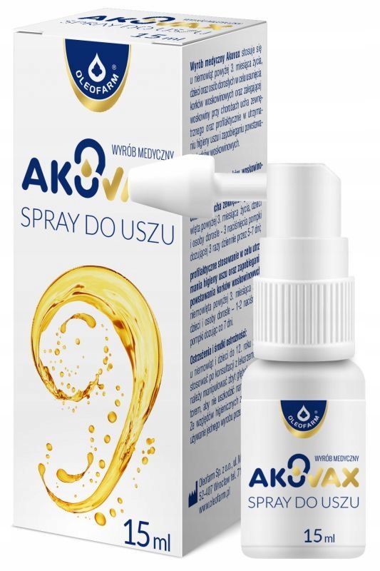 Akuvax, spray do uszu od 3 miesiąca życia, 15 ml