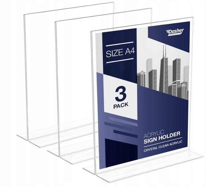 STOJAK NA MENU ZDJĘCIA ZESTAW 3 SZT A4 PRZEZROCZYSTE TABLICZKI