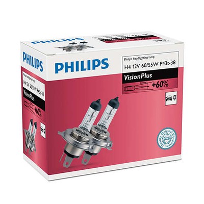 ŻARÓWKI PHILIPS VISION PLUS H4 +60% SWIATLA 2SZT