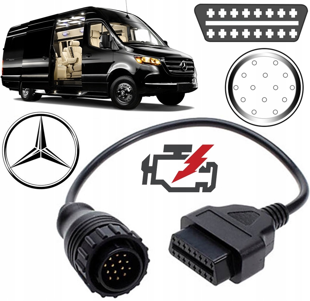 KABEL PRZEJŚCIÓWKA ADAPTER OBD2 MERCEDES SPRINTER VW LT 14PIN DIAGNOSTYKA