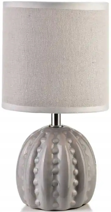 LAMPA LAMPKA NOCNA DO SYPIALNI SALONU STOŁOWA CERAMICZNA ABAŻUR SZARA