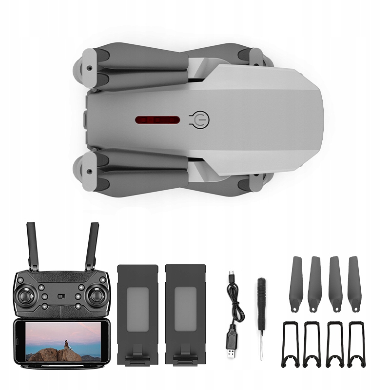 E88 Pro 4k Dron z dwoma kamerami 2 baterie Szary - 12571872220 ...