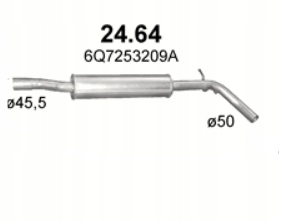 TŁUMIK ŚRODKOWY SKODA ROOMSRER 24.64