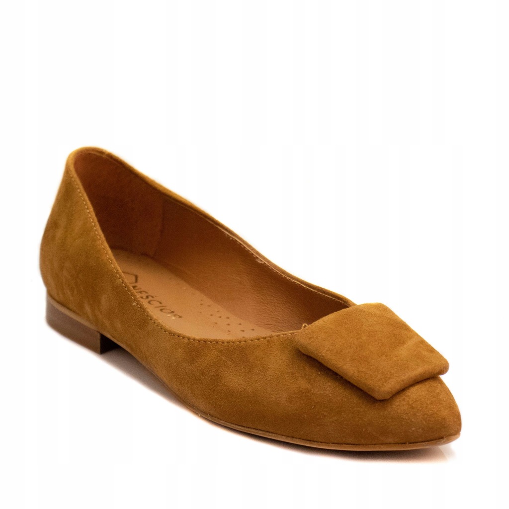 Neścior 263F rudy zamsz skóra naturalna balerinki