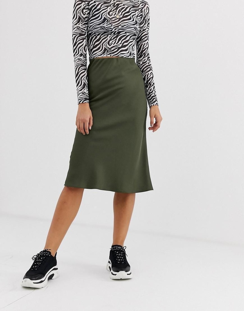 RIVER ISLAND__XDI KHAKI MIDI SPÓDNICA DAMSKA__L