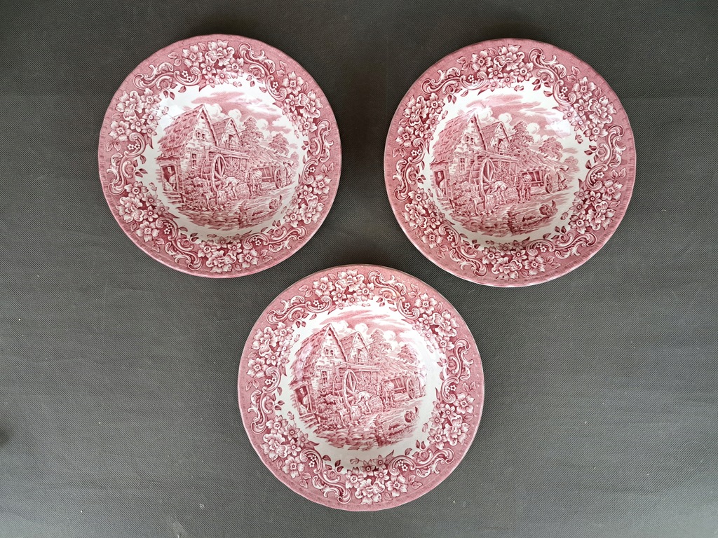 ANGIELSKIE TALERZE GŁĘBOKIE OBIADOWE Royal Tudor Ironstone zestaw 3 szt.