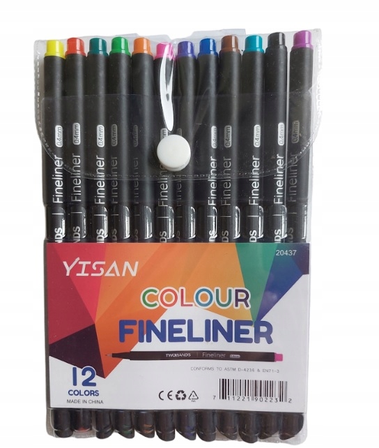 CIENKOPIS YISAN FINELINER COLOR 0,4 mm 12 KOLORÓW
