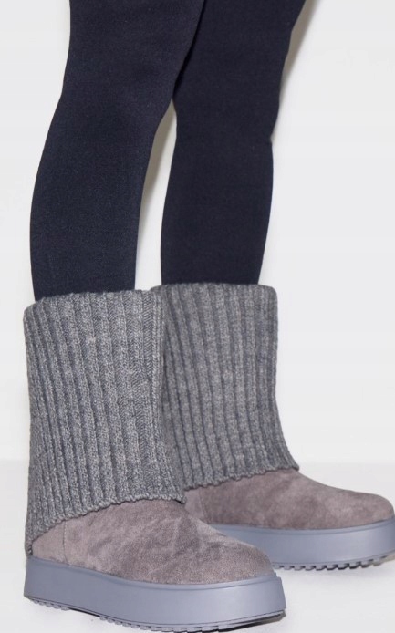 _LZ ZN0 PRETTYLITTLETHING SZARE BOTKI OCIEPLANE _/ 38