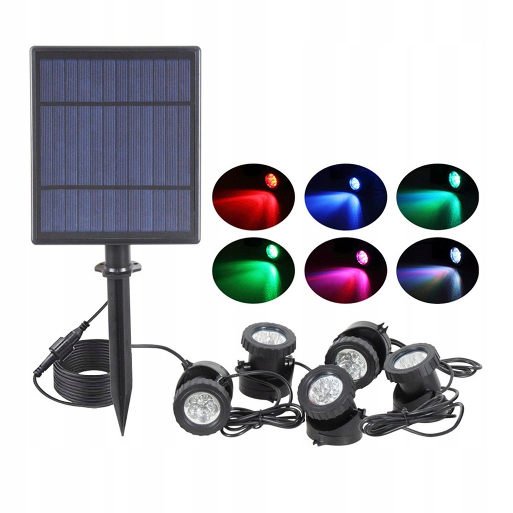Submersible Solar Pond Light, RGB LED 5 Lamps