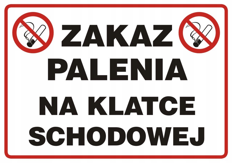Zakaz palenia na klatce schodowej, 14,8x21 cm, PCV 1 mm