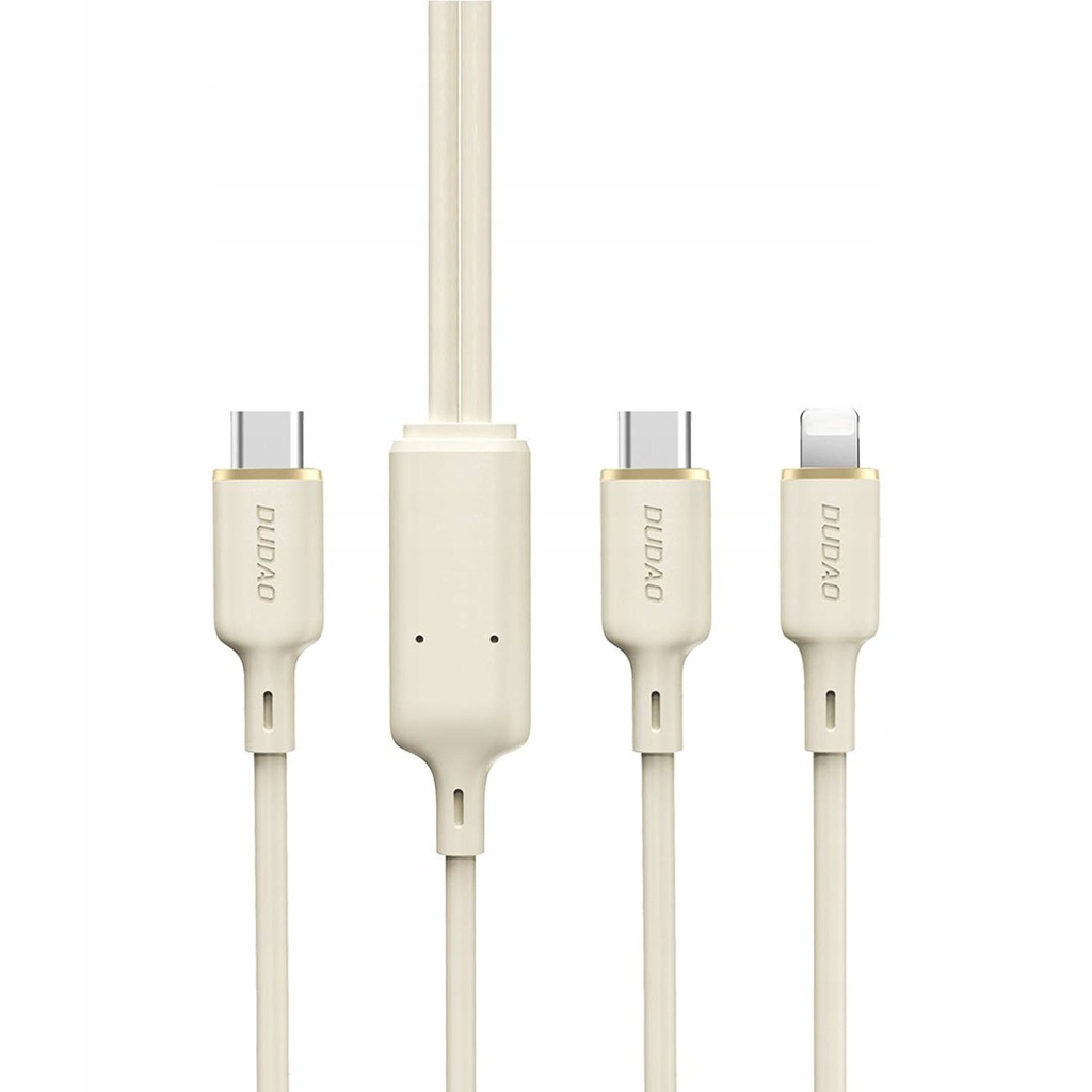 Kabel 2w1 Dudao L7SF USB-C / USB-C, Lightning 100W 1.2m beżowy