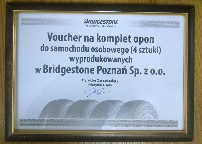 Voucher na komplet opon Bridgestone 14”-19”