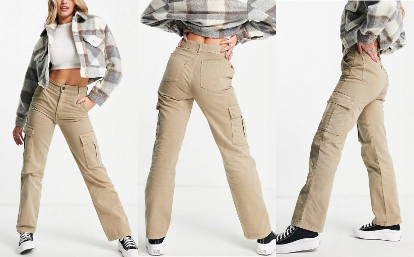 2F1A13 A10 STRADIVARIUS SPODNIE CARGO XL