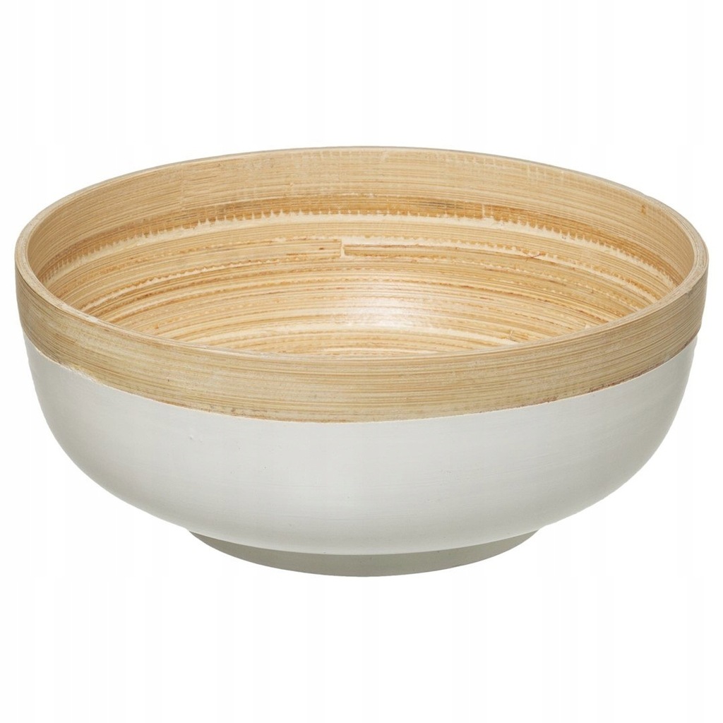 Biała miska na przekąski 1,5L Nowoczesna, okrągła, wykonana z drewna bambus