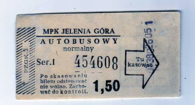 JELENIA GÓRA - Bilet autobusowy 1,50 zł ser. 1