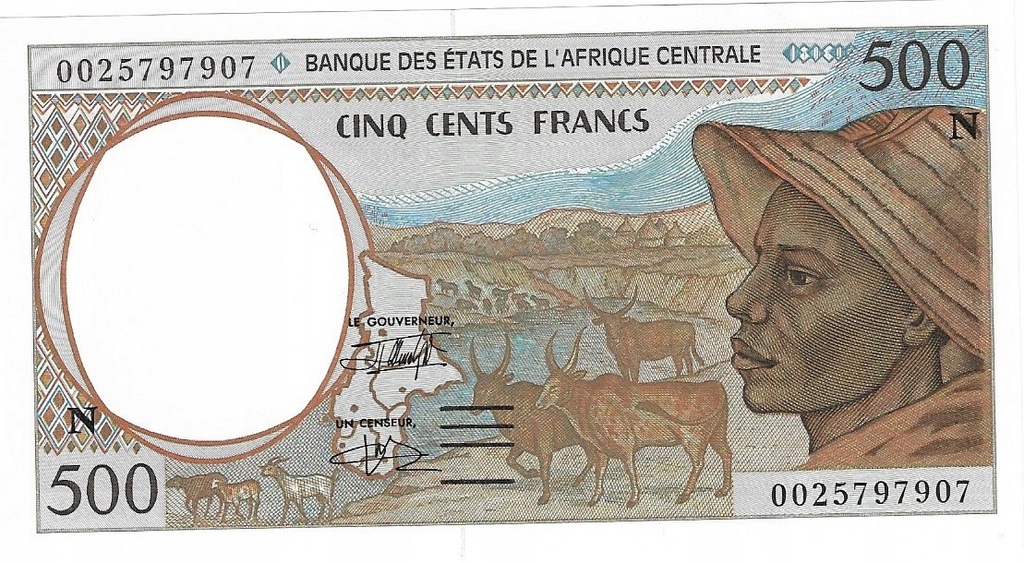 Gwinea Równikowa 500 francs 1994-2000r UNC