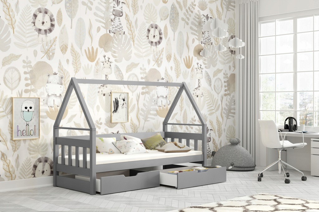 Łóżko pojedyncze DOMEK - materac gratis !