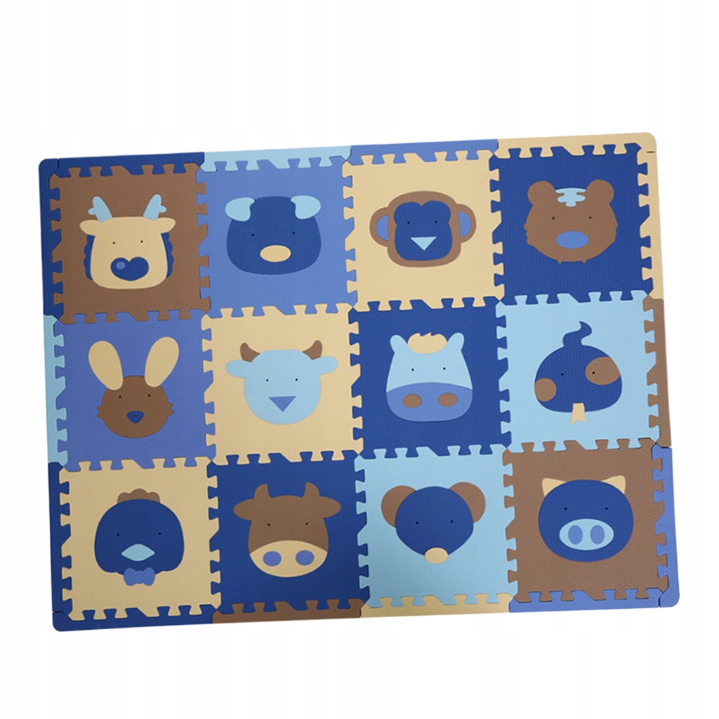 12Pieces Colorful Interlocking Floor Tiles, Area Puzzle Mat Sheng-Xiao Blue