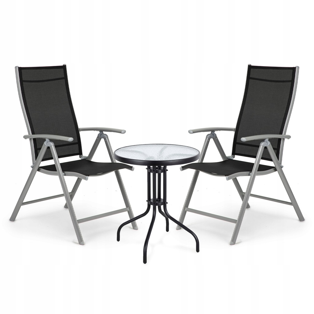 Komplet mebli ogrodowych stolik szklany 2 krzesła