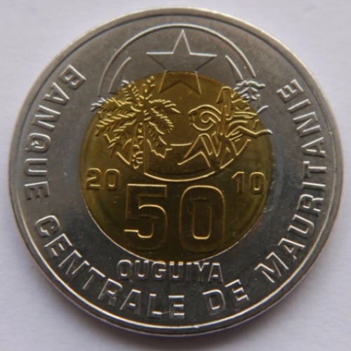 MAURETANIA 50 OUGUIYA 2010 BIMETAL UNC