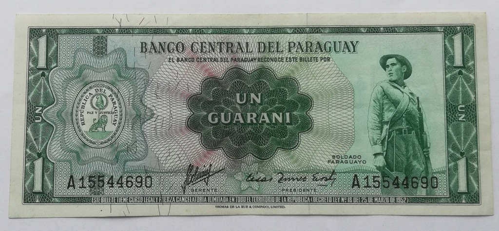 Paragwaj 1 guarianies 1952
