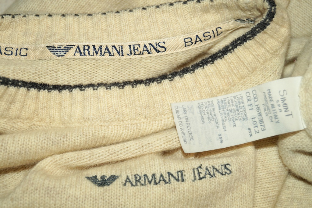 ARMANI JEANS 85% wełna luksusowy sweter XL