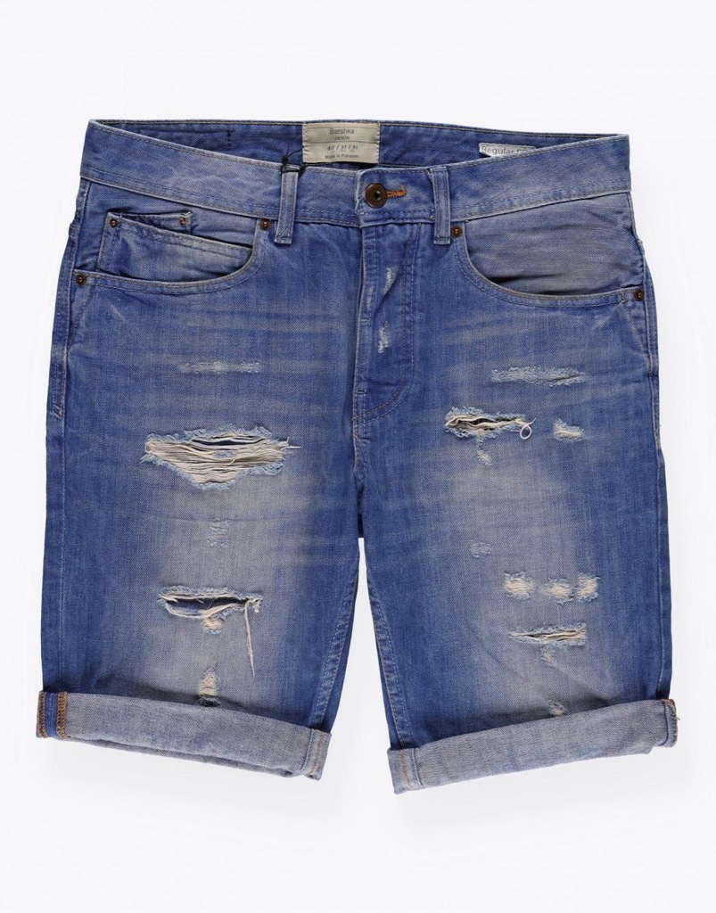 18R043 BERSHKA__BLT SPODENKI JEANS RIPPED__W31