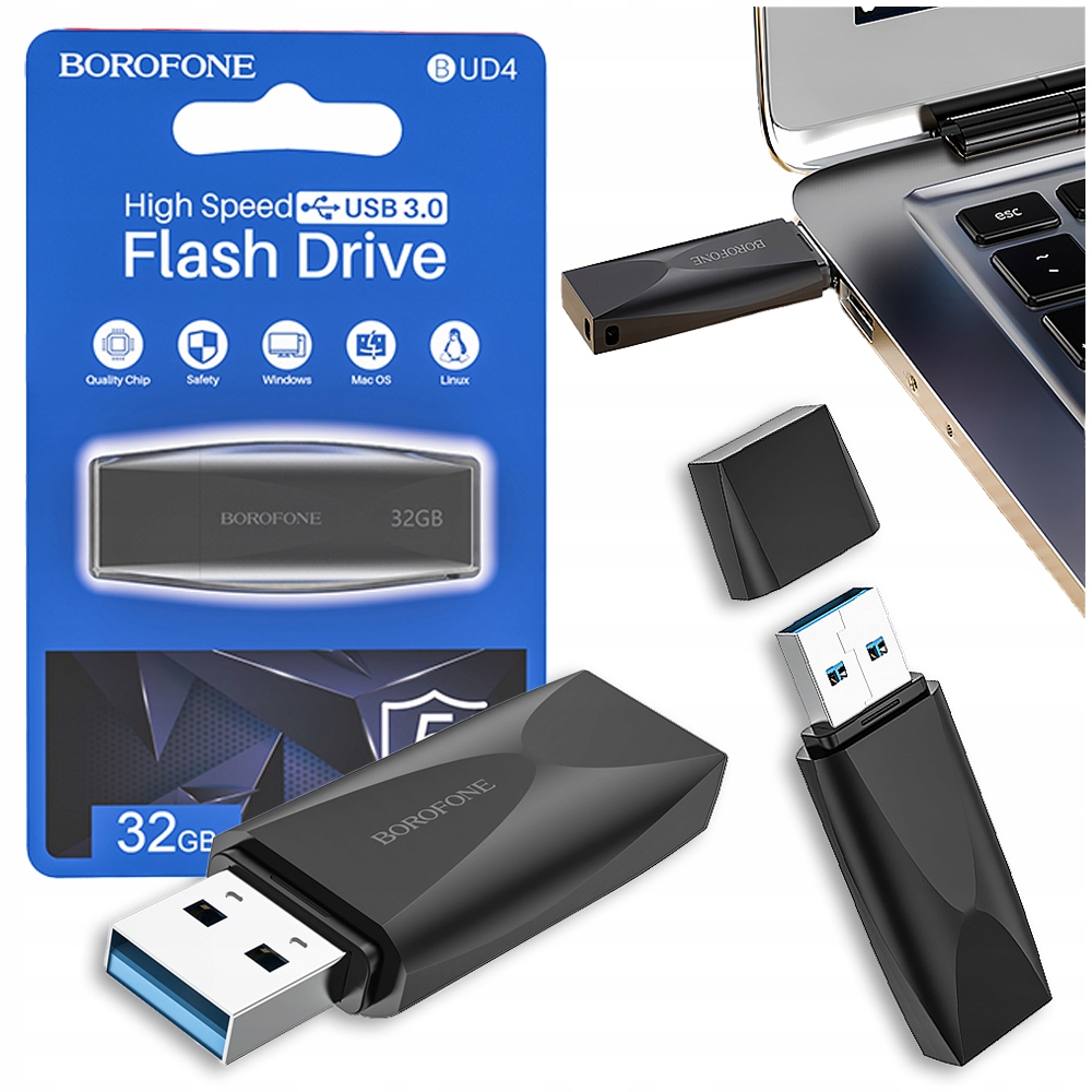 MAŁY PENDRIVE BOROFONE 32GB USB 3.0 100MB/s SZYBKI ODCZYT