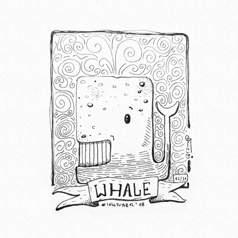 Whale - Wieloryb - Inktober 2018/12 - 10x15cm