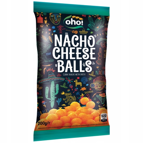 OHO! Nacho Cheese Balls 200 g chipsy BIG paczka 200g