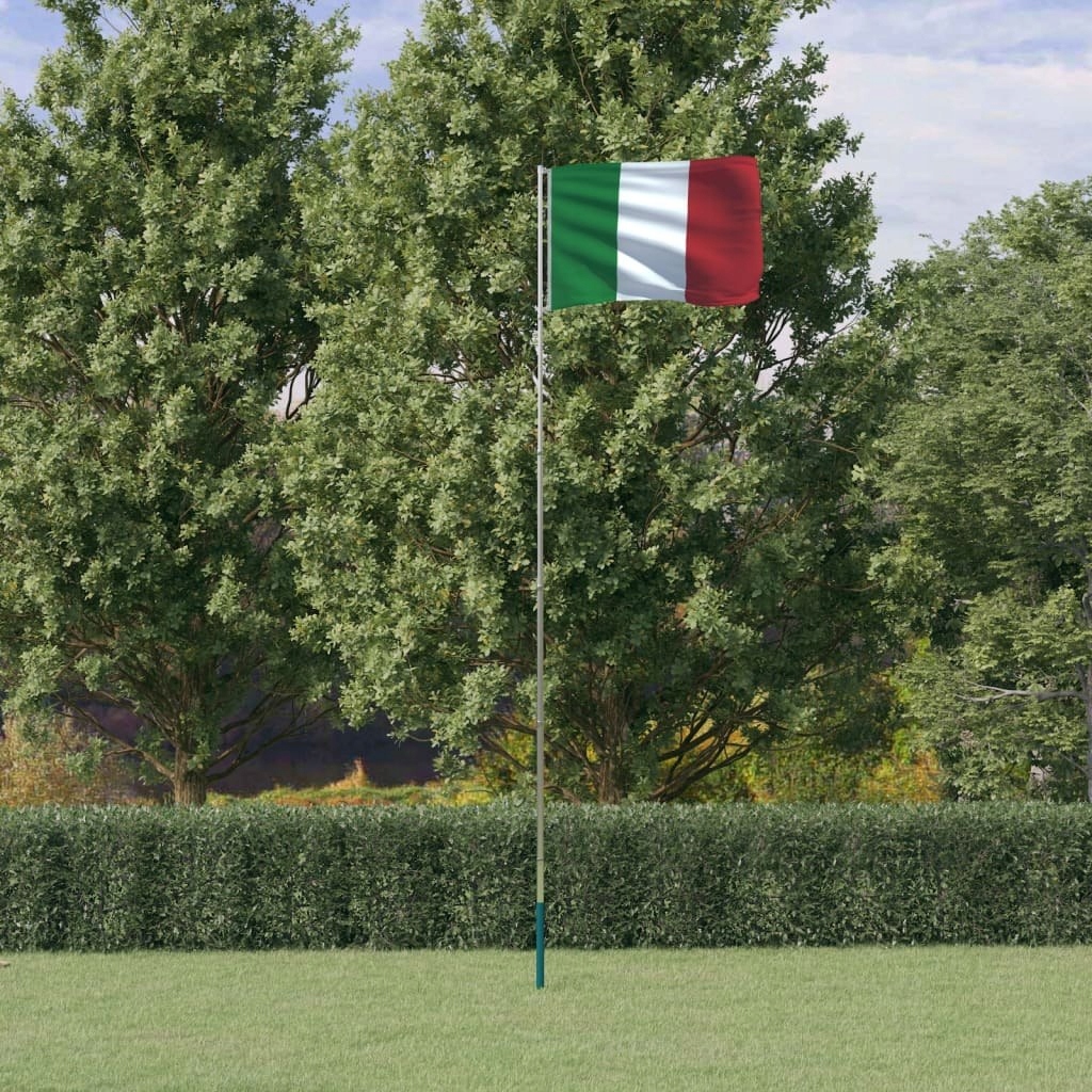 Stylowe Meble Domowe Flaga Włoch z masztem, 5,55 m, aluminium
