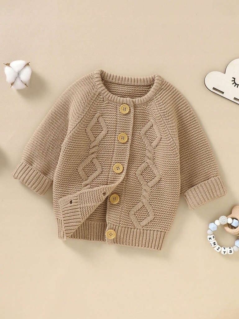 SHEIN KARDIGAN DZIECIĘCY DZIANINOWY BEŻOWY 74-80CM 411