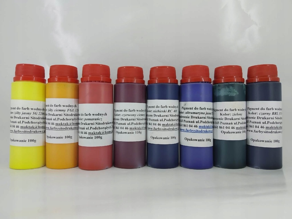 Pigmenty do farb wodnych komplet sitodruk koszulki