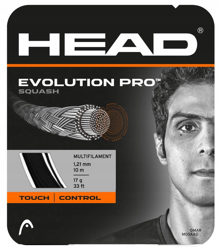 Naciąg squash Head Evolution Pro Black 1.21mm
