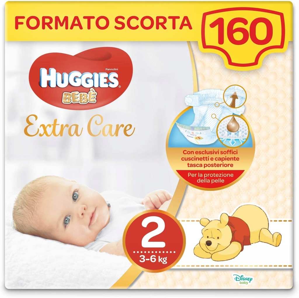 Pieluchy HUGGIES Extra Care 2 (3-6 kg) 160 szt