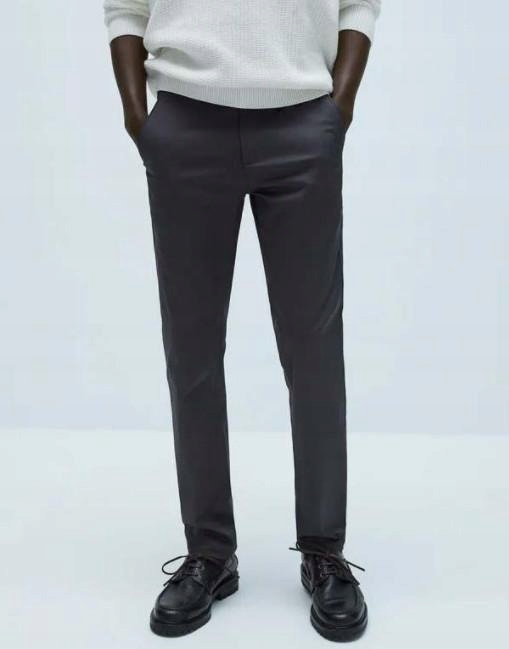 ZARA__XDT GRANATOWE SPODNIE CHINOS SLIM__M