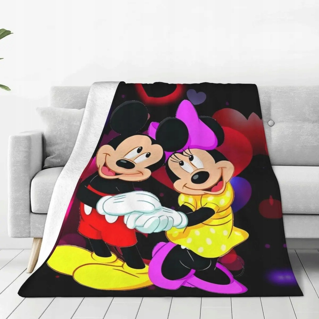 Film animowany Mickey Minnie koc flanelowy miękki koc narzutowy na kanapę ł