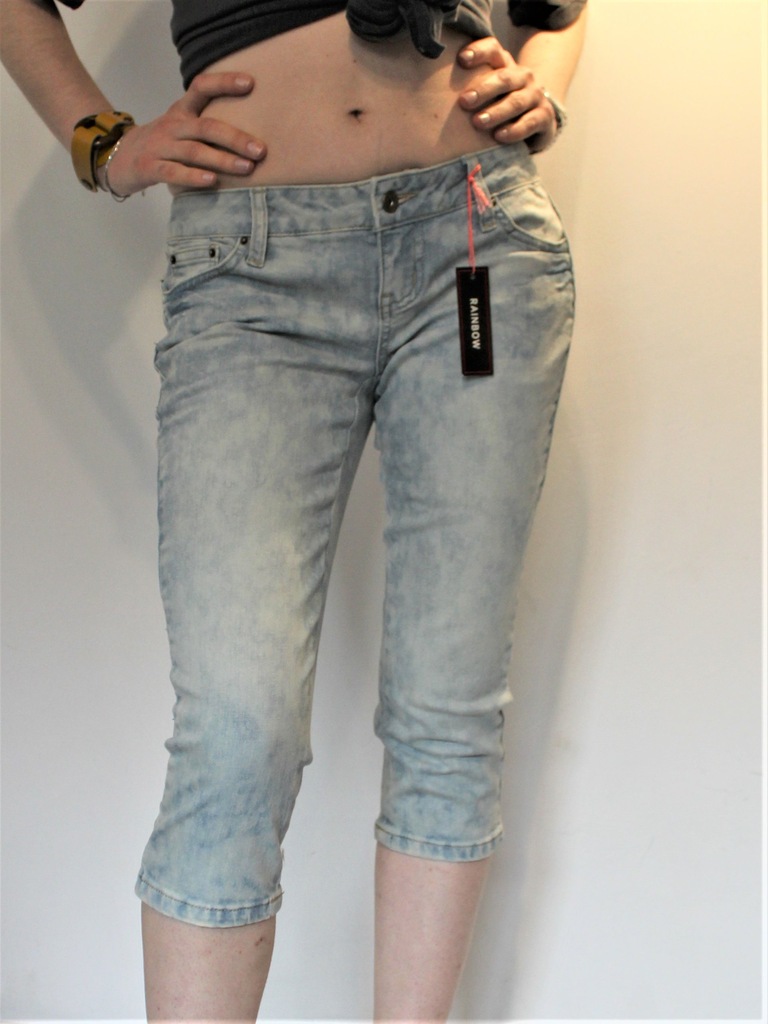 RAINBOW - DENIM spodenki szorty jeans marmurki S