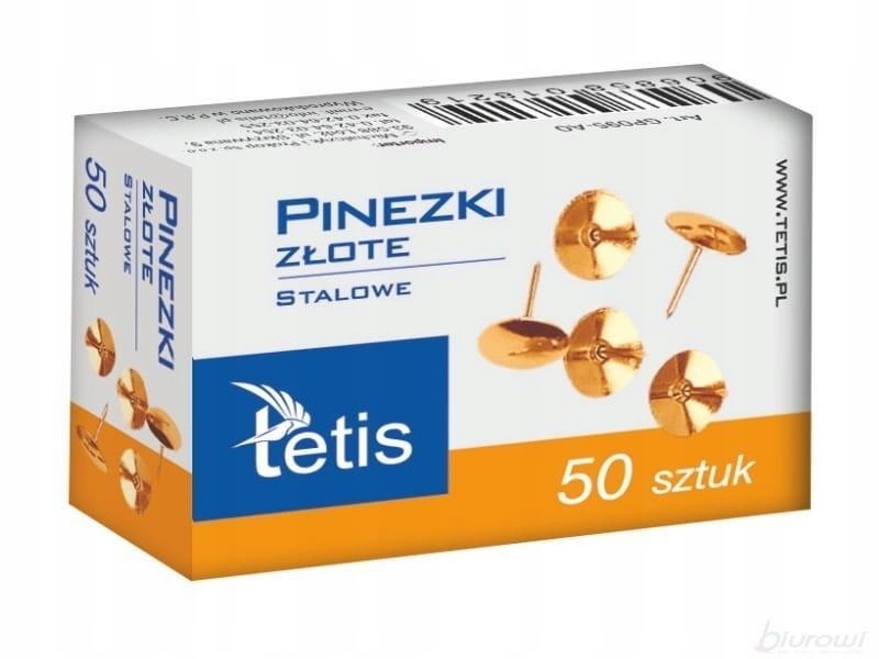 PINEZKI ZŁOTE 50SZT GP095-AO, TETIS