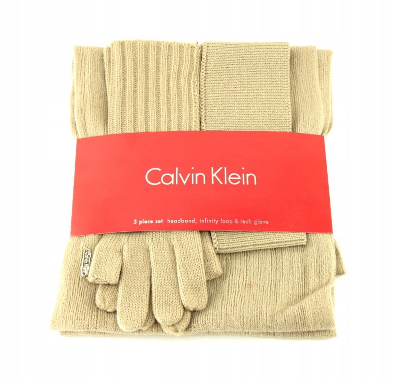 Komplet damski opaska rękawice szalik CALVIN KLEIN