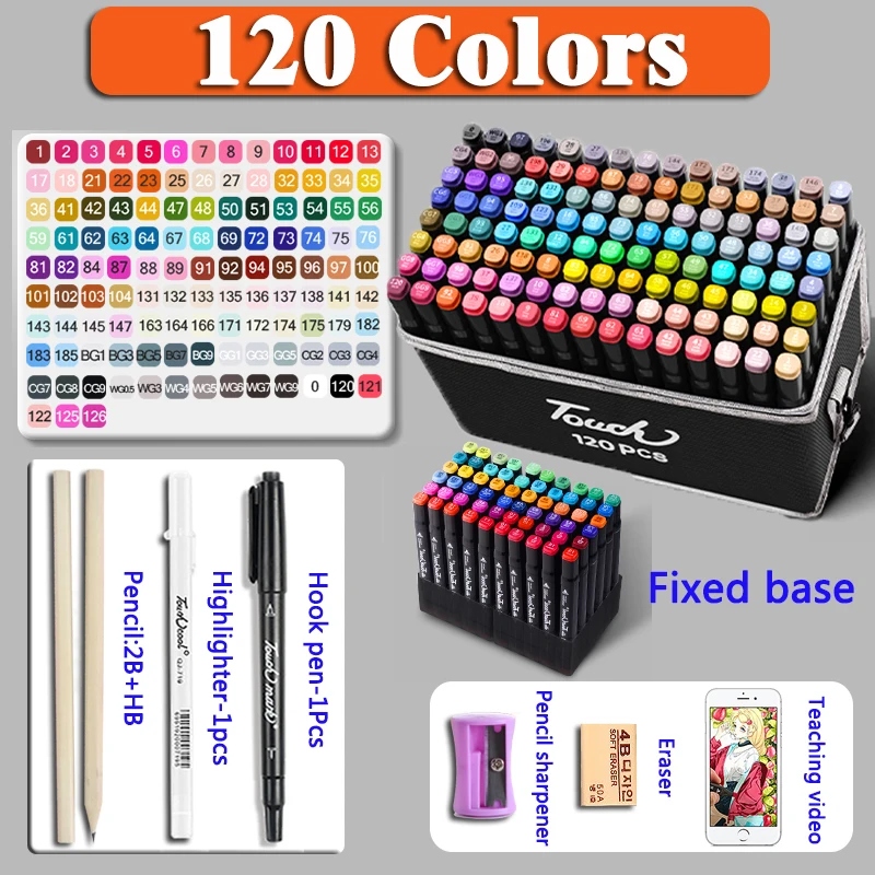 12-168 Colores Markers Brush Pens Set Painting Drawing Manga Highlighter