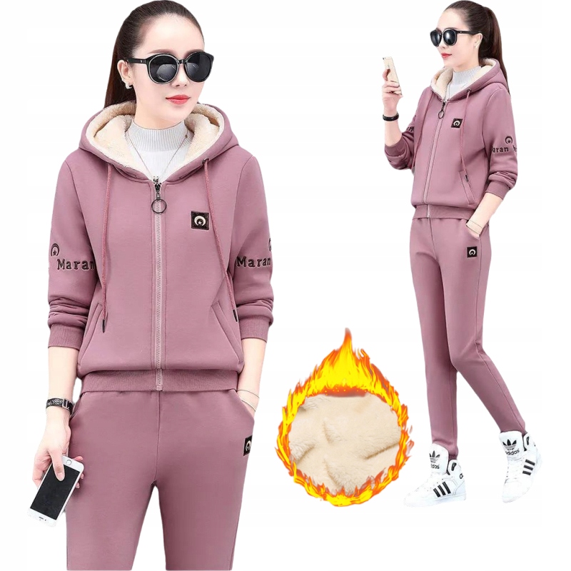 MODNY KOMPLET DRESOWY DAMSKI DRES CIEPŁY BLUZA SPODNIE DRESOWE