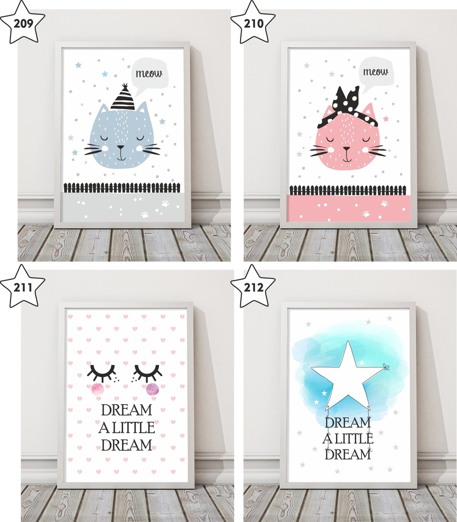 PLAKATY A4 na ścianę OBRAZKI dla dzieci dekoracje - 7157699943