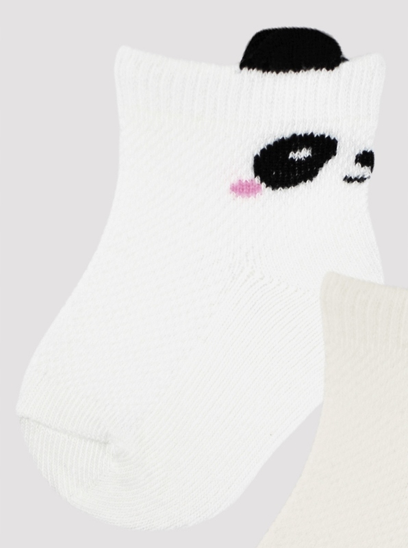 Skarpety bawełniane Panda białe SB021-U-01C 0-6 m