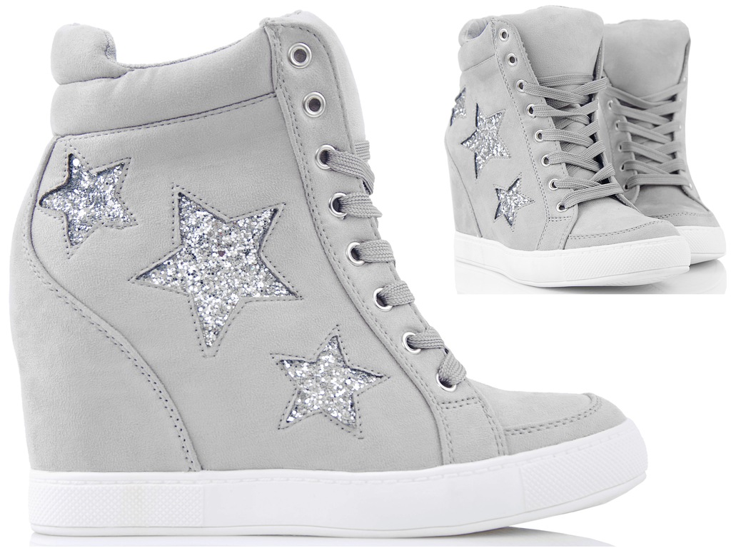 Sneakersy Grey Star Sportowe Botki na Koturnie 40