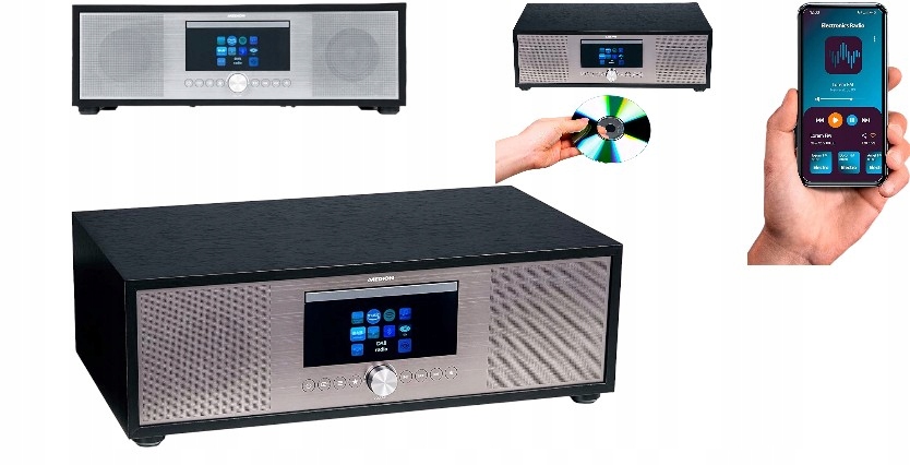 MD44100 Radio Internetowe Wifi Spotify Dab+ CD MP3 Lan, Kolorowy LCD
