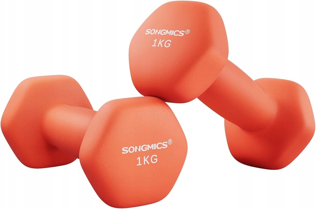 Hantle Damskie Pomarańczowe 1kg Krótkie Fintess Zestaw 2 szt SONGMICS