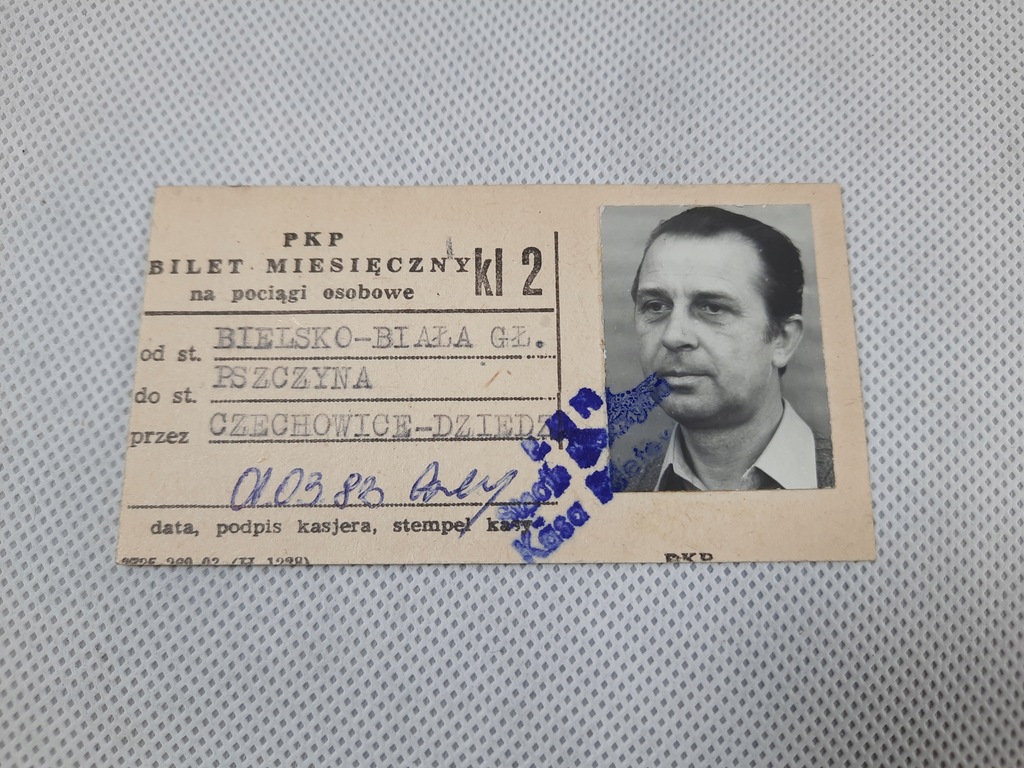 Bilet miesięczny 1983 r. PKP Bielsko Pszczyna
