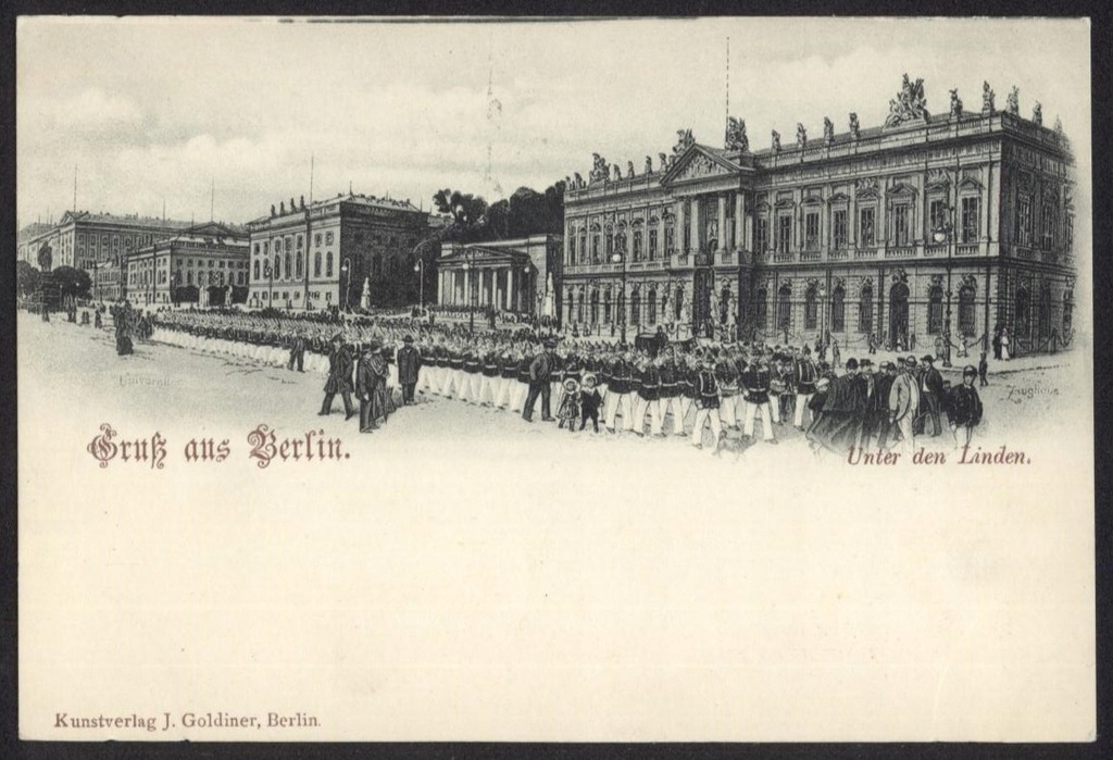 Berlin - Unter den Linden, parada wojskowa ok 1900